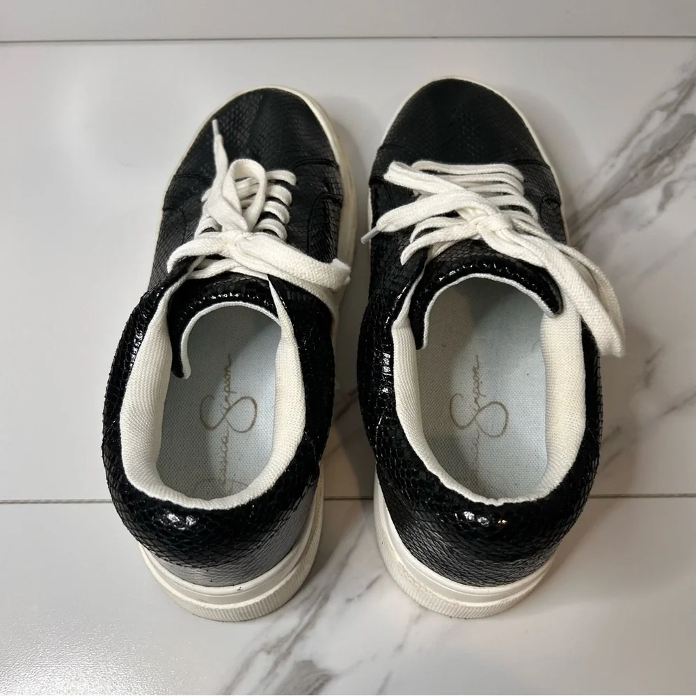Jessica Simpson Black Snake Texture Platform Sneakers Size 8